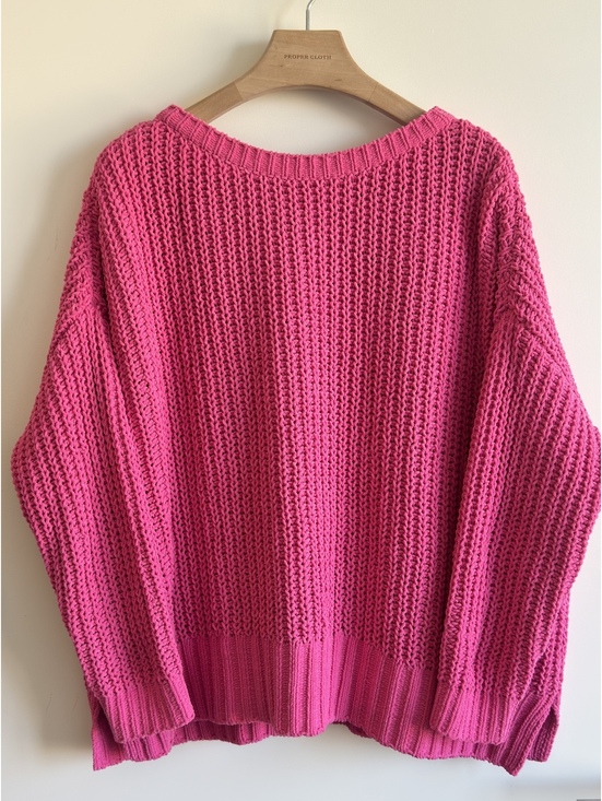 American Eagle Outfitters Sweaters - American Eagle Oversized Chenille Crewneck Sweater Hot Pink Chunky Knit Size M